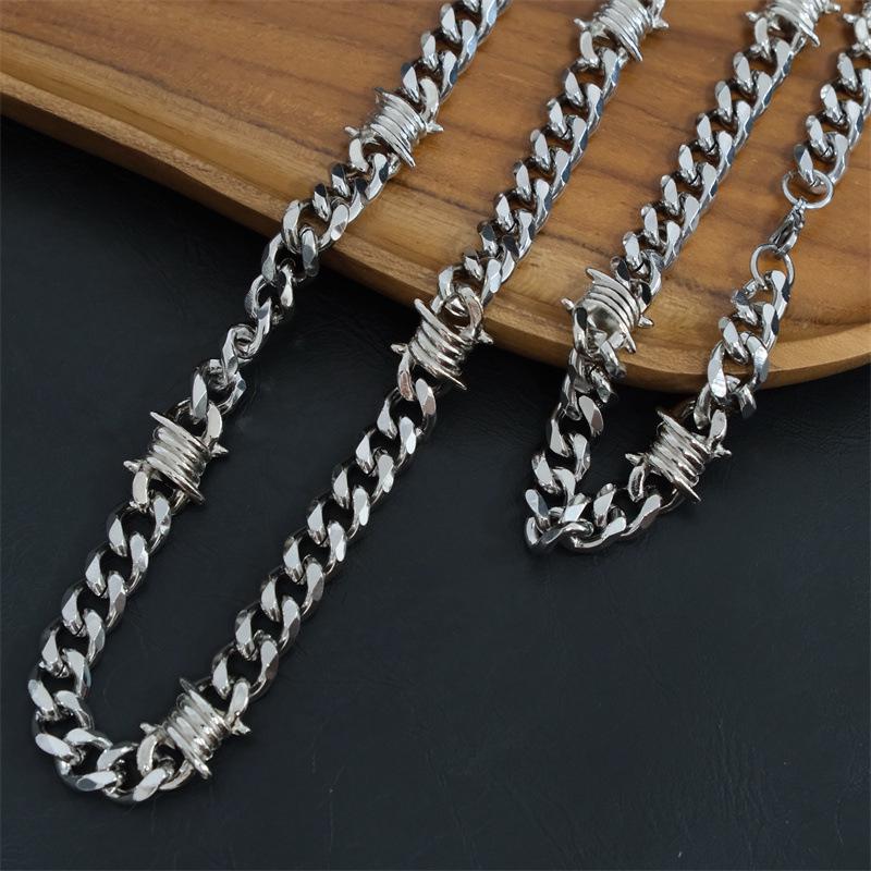 2024 Thorn Cuban Chain Titanium Steel Hip-Hop Necklace - Punk Knotted Stainless Steel