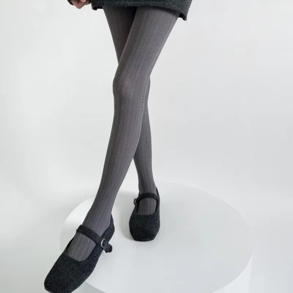 Vertical Stripes Women Tights Slim Tight Pantyhose Retro Female Hosiery  Autumn Winter