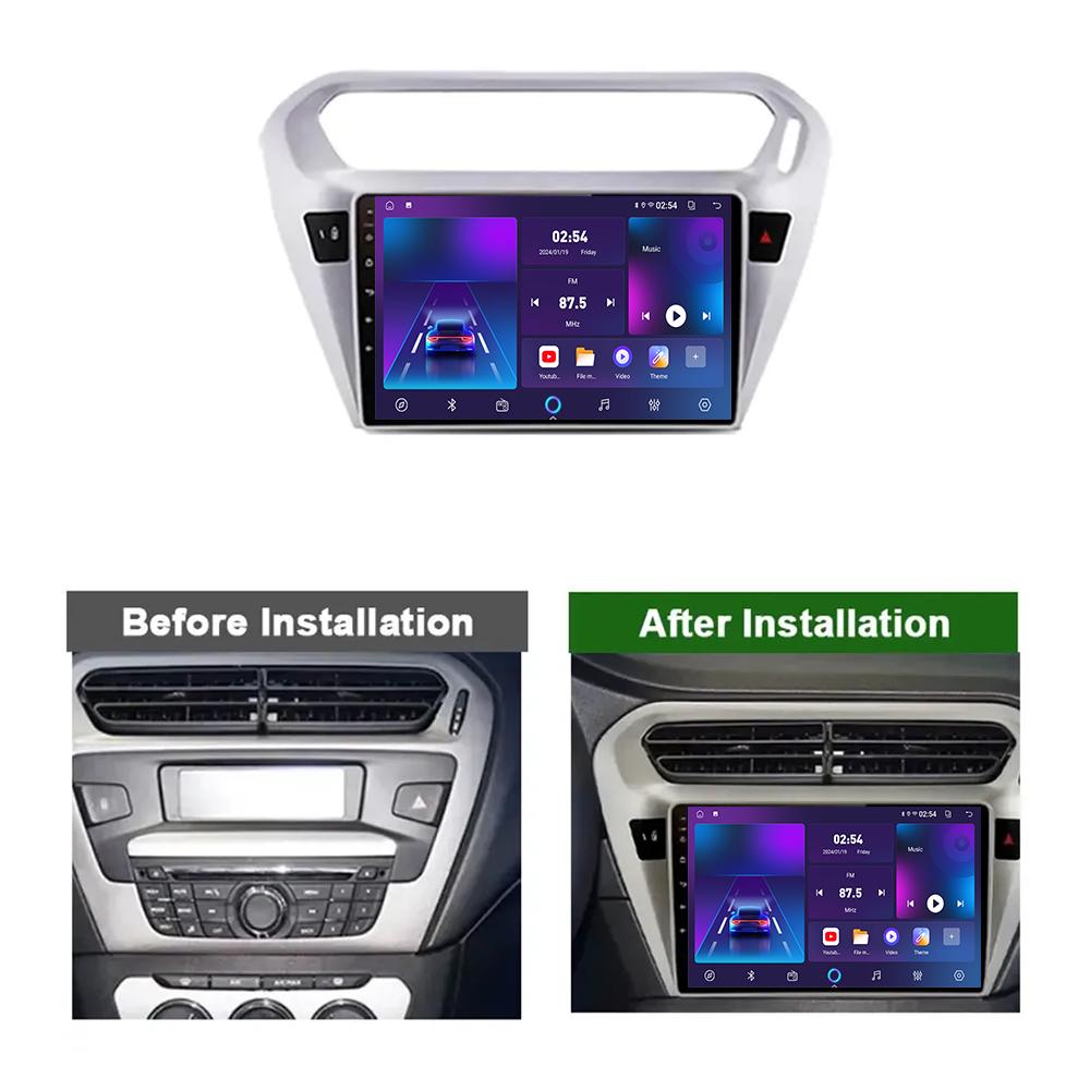 Radio samochodowe Android Carplay Dla Peugeot 301 Citroen Elysee 2014-2016 Odtwarzacz Multimedialny Jednostka Główna Stereo Nawigacja GPS BT WIFI 4+64GB