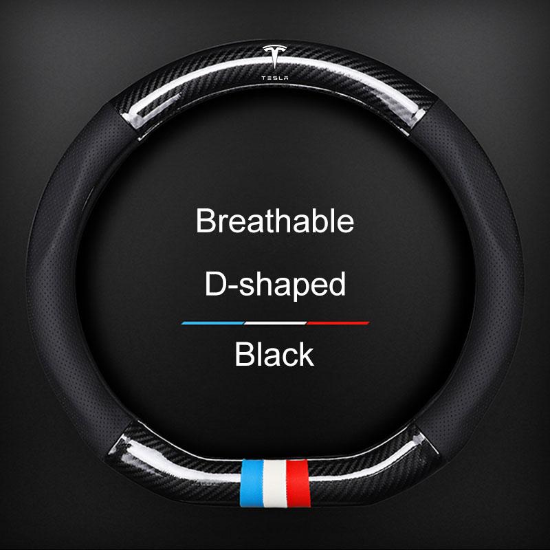 Car Steering Wheel Cover Breathable Anti Slip PU Leather Steering Cover For Tesla Model 3 Model X S 2016-2020 Decals TM3 TMX TMS Decal