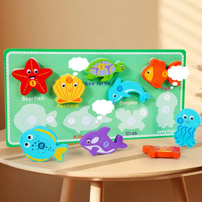 3D Puzzle Children's Early Education Toy Animal Transportation Velcro Sea Fruit Shape Funny DIY Paste Puzzle Toys Gifts for Kids
