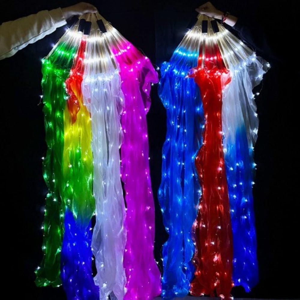 Evantai lung din mătase cu LED-uri imitație de raion, 1,5 m, pentru dansatori, practică, accesorii de dans