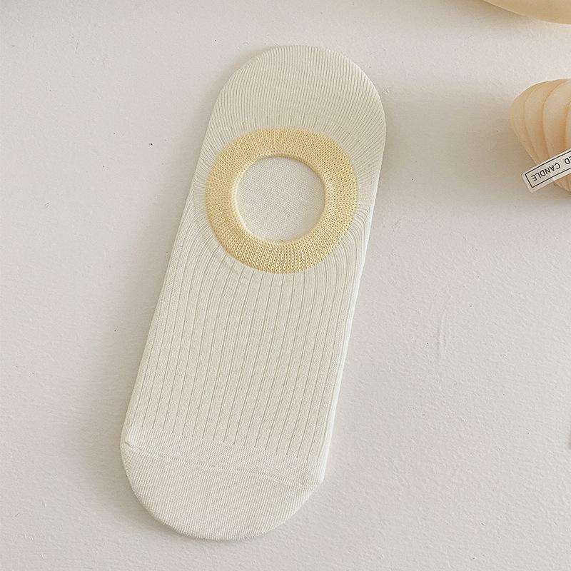 New 5 Pairs Summer Cotton Non Slip Invisible Heel Socks Thin Ice Cream Color Block Boat Socks Sweat-absorbing Women Children