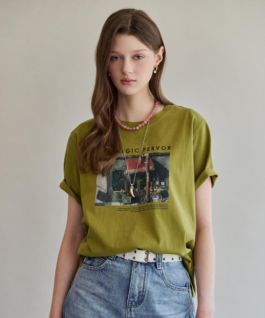 MAXZA Vintage Lettering Print Short Sleeve T-Shirt