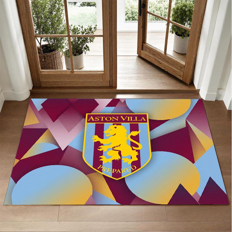 Aston Villa Football Design Crystal Velvet Rug Soft Decorative Mat for Bedroom Entrance