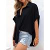 Cross 2025 Women's Solid Color Short Sleeve Button-Up Shirt - Casual European & American Style