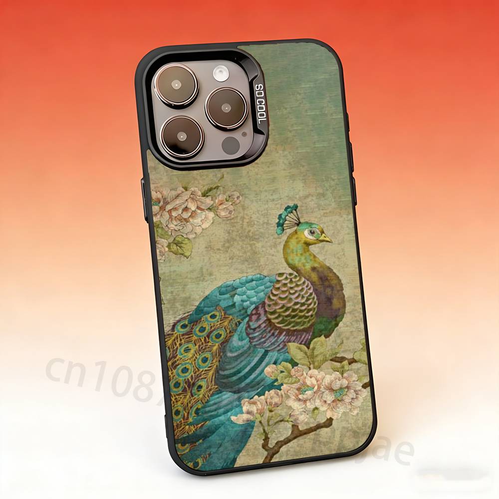 

Peacock Feathers Phone Case For iPhone 17,16,15,14,13,12,11,Pro,Max,Plus,Mini, Anti Fall Matte Hard Bumper iPhone14Plus