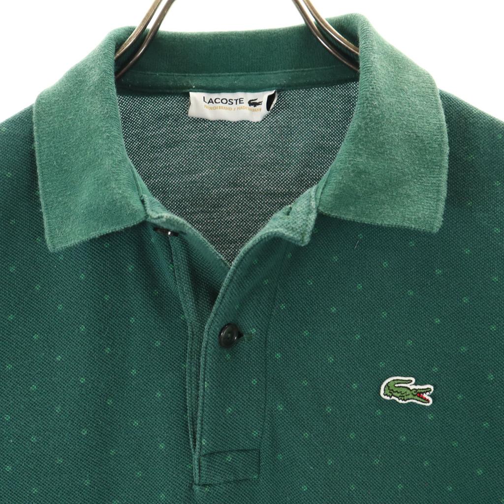 Lacoste Vyrobeno v Japonsku Vzor teček Krátký rukáv Polokošile 3 zelená Plavá Pánská Použitá