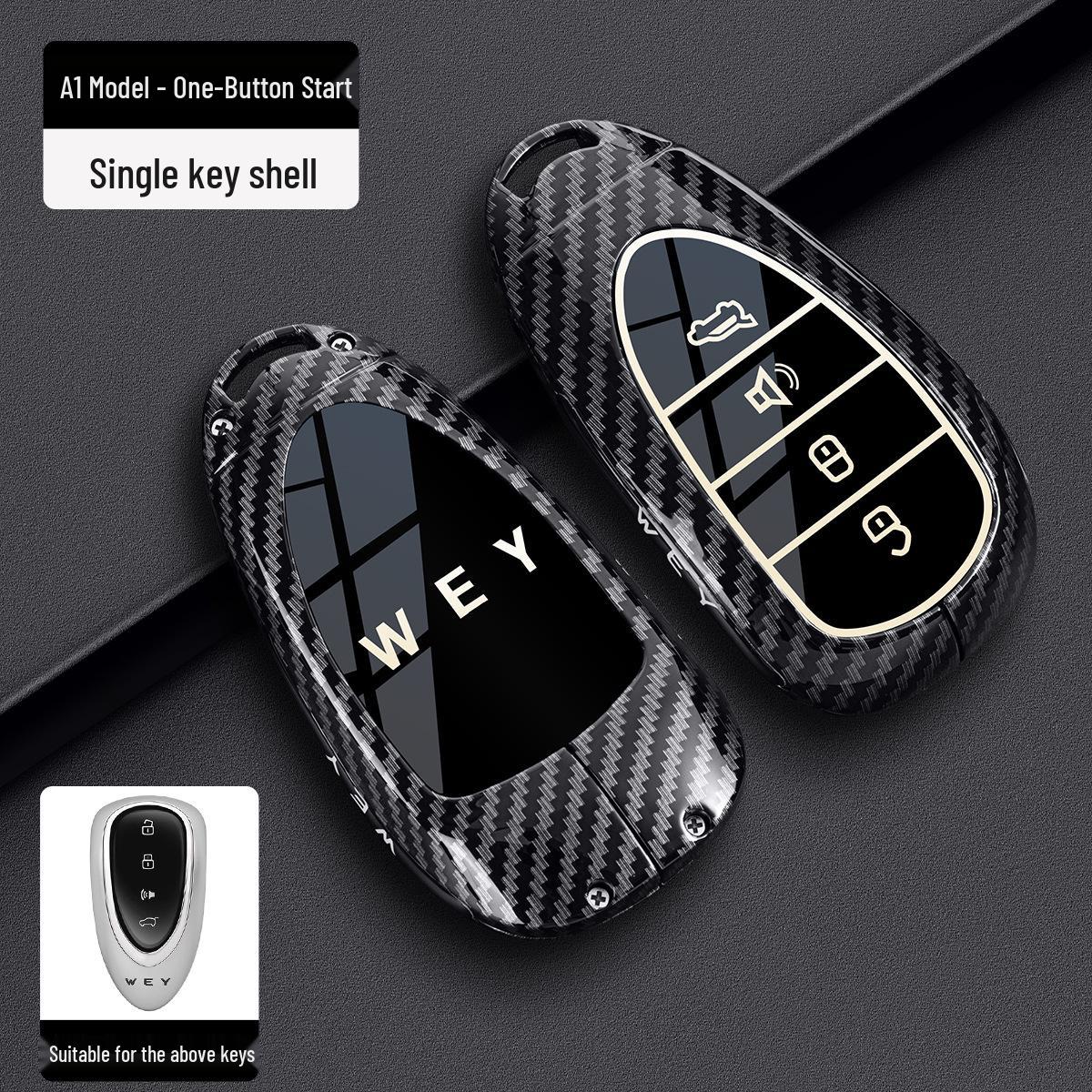 Compatible Key Cover for Wey Blue Mountain, Gaoshan 8/9, Mocha Hi4, Latte - Carbon Fiber Shell Case Standard