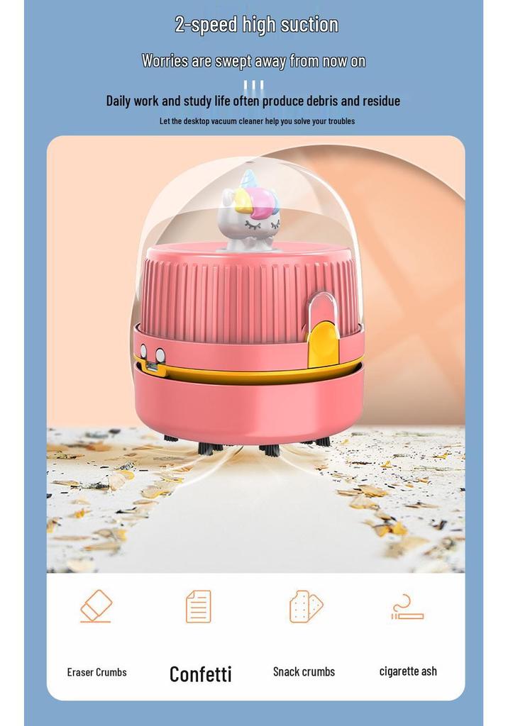 Rechargeable Mini Desktop Vacuum & Night Light for Multi-functional Cleaning