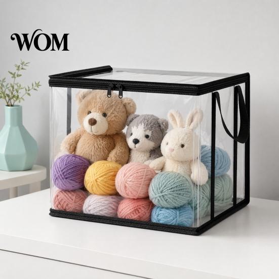 Book Storage Organizer Clothes Bag, with Lid And Handles, Large Capacity Dustproof Bag Organizer, Transparent PVC Container for Toys Student Textbooks