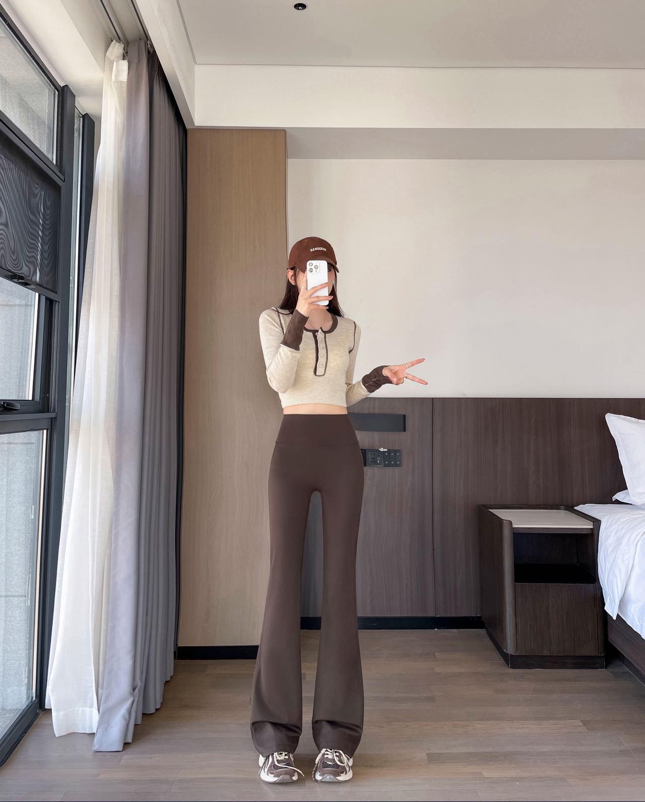 

Mermaid Line High Waist Flared Yoga Pants – Women s Bell Bottoms, High Elastic, Casual Long Pants that Enhance Leg Length. M