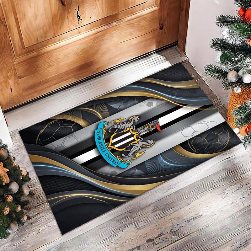 Tappeto in Velluto di Cristallo con Stampa di Calcio del Newcastle United, Comodo Assorbente d'Acqua Antiscivolo Tappeto per Pavimento Interno