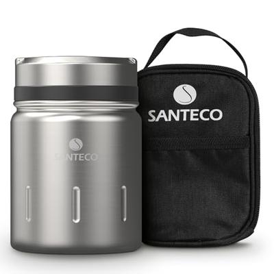 SANTECO Vacuum Insulated Soup Jar, 500ml, Wide Mouth, Insulated Lunch Jar, Spoon, and Dedicated Bag Included, Stylish, Unisex, Perfect for Picnics and