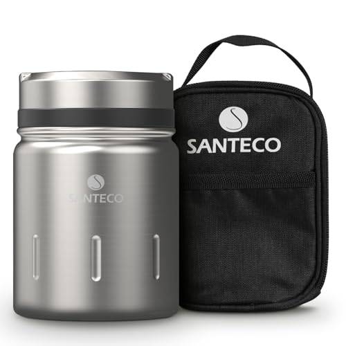 

SANTECO Vacuum Insulated Soup Jar, 500ml, Wide Mouth, Insulated Lunch Jar, Spoon, and Dedicated Bag Included, Stylish, Unisex, Perfect for Picnics and