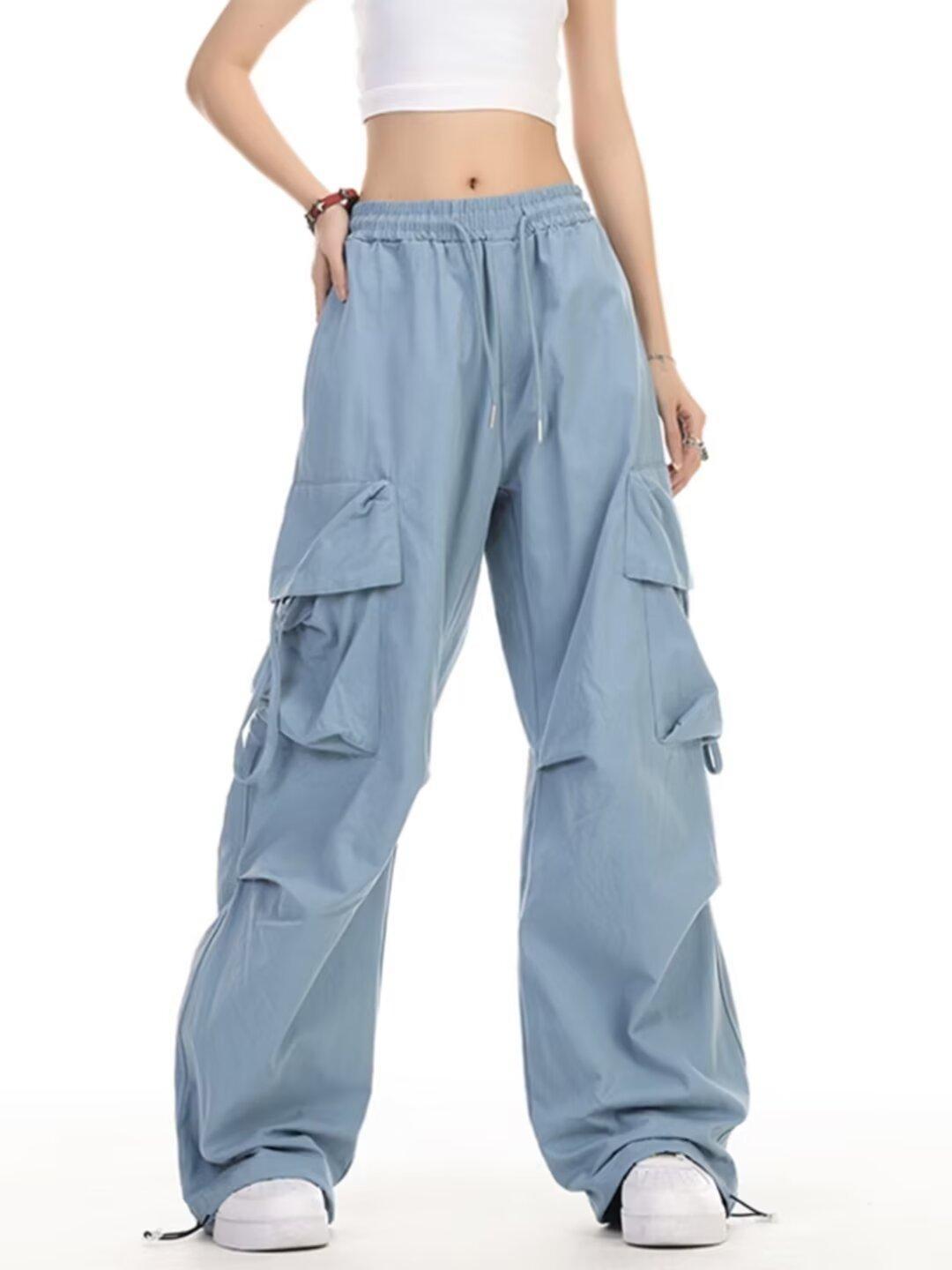 

Шикарные ретро брюки с высокой посадкой, быстросохнущие, с широкими штанинами для женщин 3XL синий