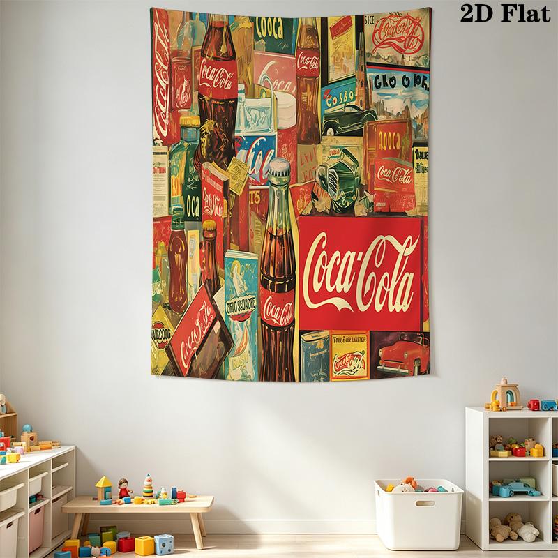 Retro Cocacola Wall Tapestry Tapestry Wallmounted Background Cloth Homestay Soft Decoration Tapestry Home Decor Background Wall Hanging Cloth