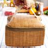 Portable Insulated Thermal Cooler Lunch Box Imitation Rattan Picnic Container