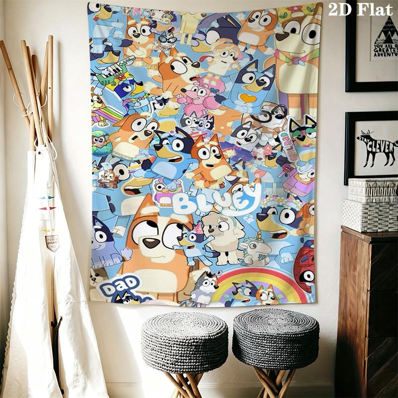 Bluey Videogame Tapestry Fashion Print Background Cloth Wall Covering Decoration Gift Home Decor
