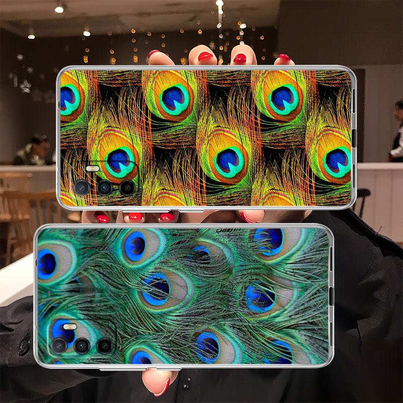 IK53 Peacock feather Transparent Phone Case for Samsung Galaxy A04 A04S A14 A23 A34 A54 M23 M33 M52 M53