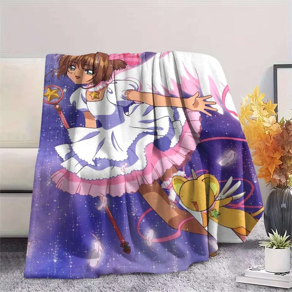 1Pc Anime Sakura Print Flannel Blanket, High Quality Comfortable for All Seasons, Home Decor, Warmth and Comfort, Perfect for Christmas Gifts