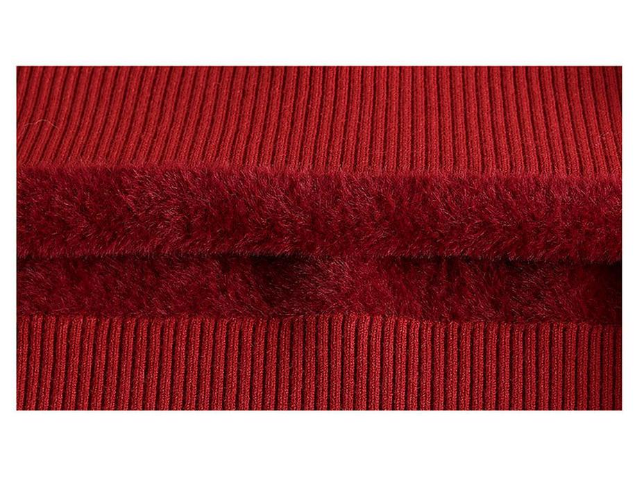 2024 Women's Plus Size Fleece-Lined Sweater for Autumn/Winter - Thick One-Piece Base Layer for Middle-Aged & Elderly Moms