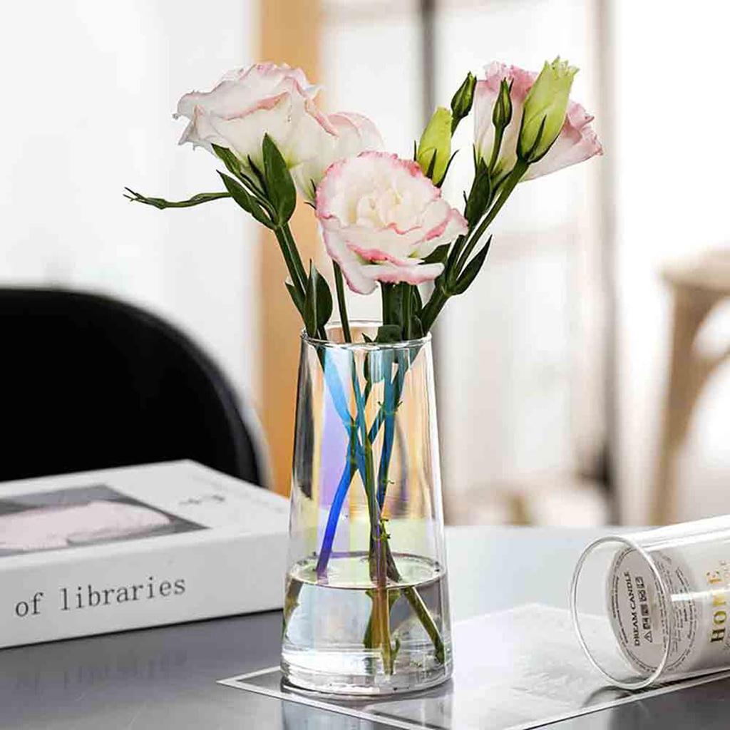 Vase Glass Stylish Single Stem Simple Flower Container Transparent Base Decorative Home Decor Height 15CM