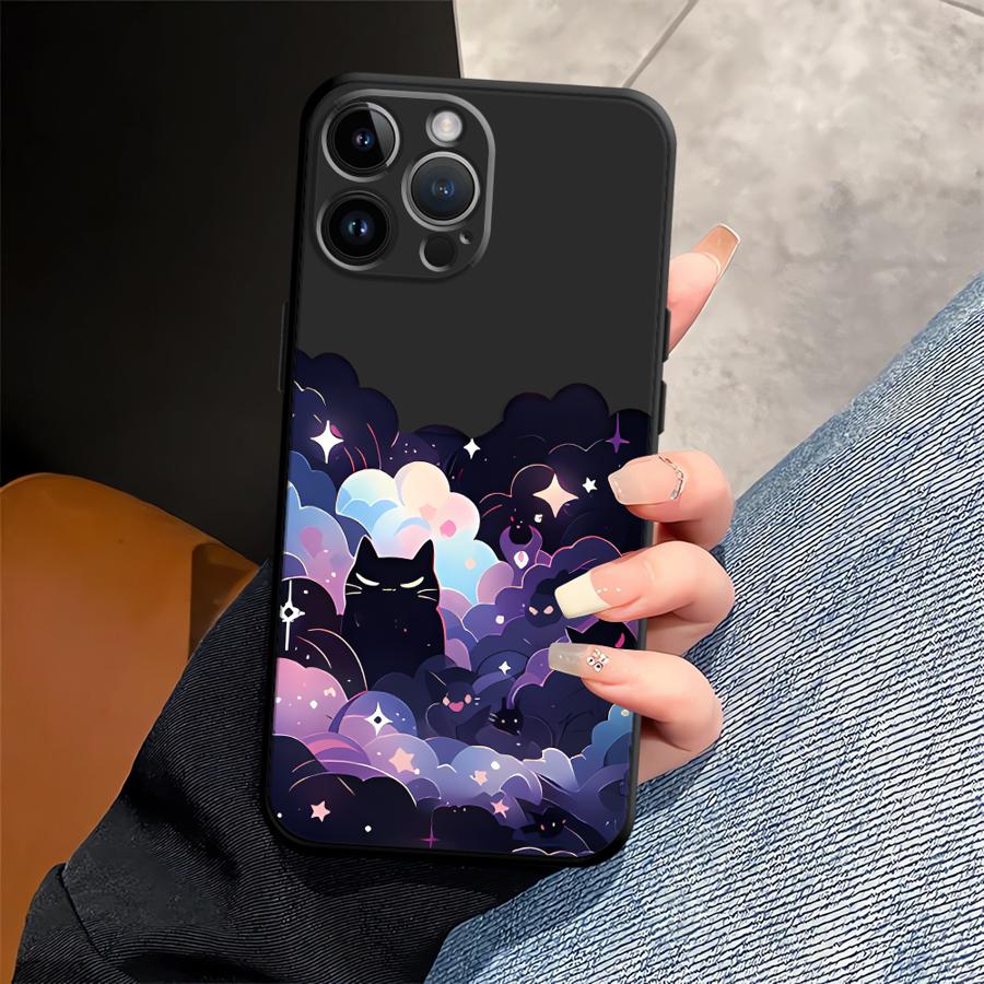 

Black Cat Starry Night Funda Phone Cover Case for Apple iPhone 17 Pro Max Air 14 15 Pro 7 8 XR XS MAX 11 12 13 16 iPhone17 Pro Max