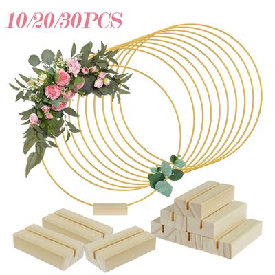 Metal Floral Hoop Garland Table Decoration Wreath for Wedding Centerpieces Wood Card Holders Flower Garland Home Party Prop