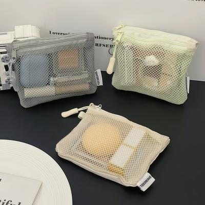 1pc Mesh Zipper Pouch Portable Mini Storage Bag Makeup Cosmetics Toiletries Compact Travel Organizer Lipstick Makeup Bag
