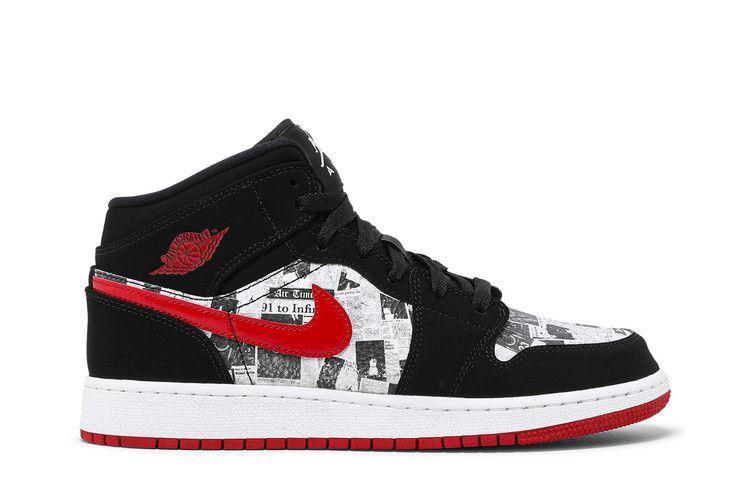 Kids' Sneakers Nike Jordan 1 Mid Newspaper Air Times (GS) Black/Gym Red-White