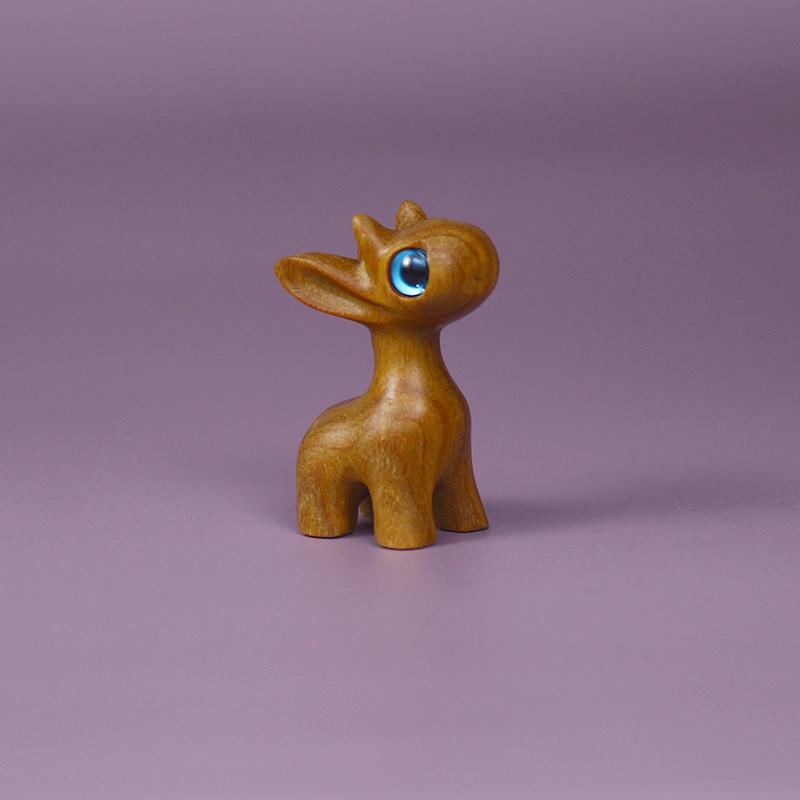 Miniature Cute Mouth Covering Cat Wooden Cat Decor Small Deer Desktop Ornament Creative DIY Pendant Accessories New Year Gift