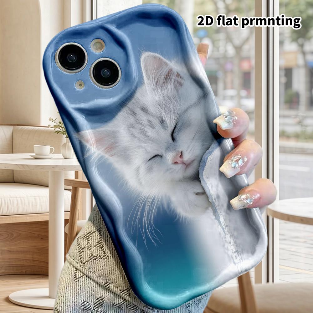 Phone Case: 2D Flat Design Suitable for iPhone 18, 17, 16, 15, 14, 13 Pro Film Protective Case, Couple Style, Gradient Kitten, Christmas and Halloween