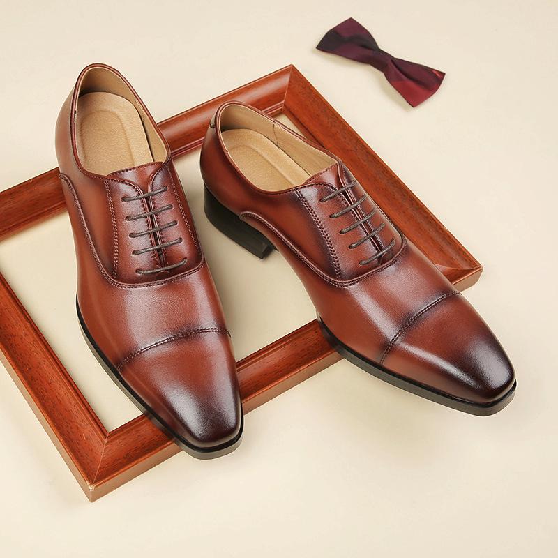 2024 New British Style Men's Leather Derby Shoes - Formal Lace-Up for Business & Office