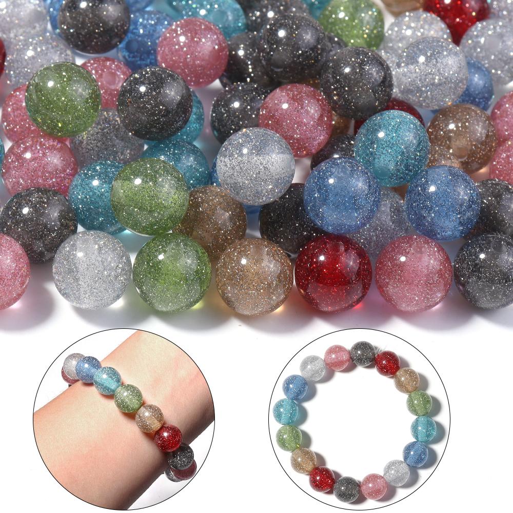 20pcs/lot 12mm Gypsophila Resin Beads Colorful Glitter Beads Round Loose Spacer Beads For Jewelry Making DIY Necklace Bracelet