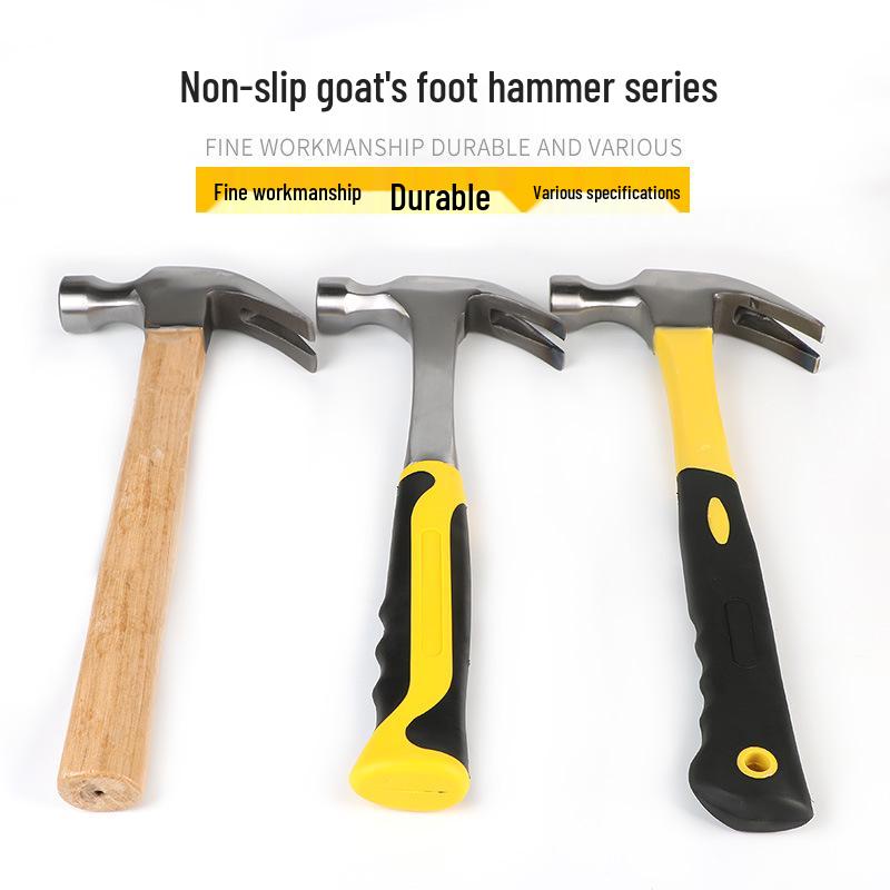 Carbon Steel Claw Hammer with Fiber, Wood & Rubber-Coated Iron Handles