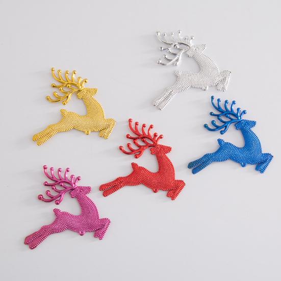 10Pcs Plastic Reindeer Hanging Ornaments Christmas Tree Glitter Elk Decorations Holiday Party Xmas Gifts