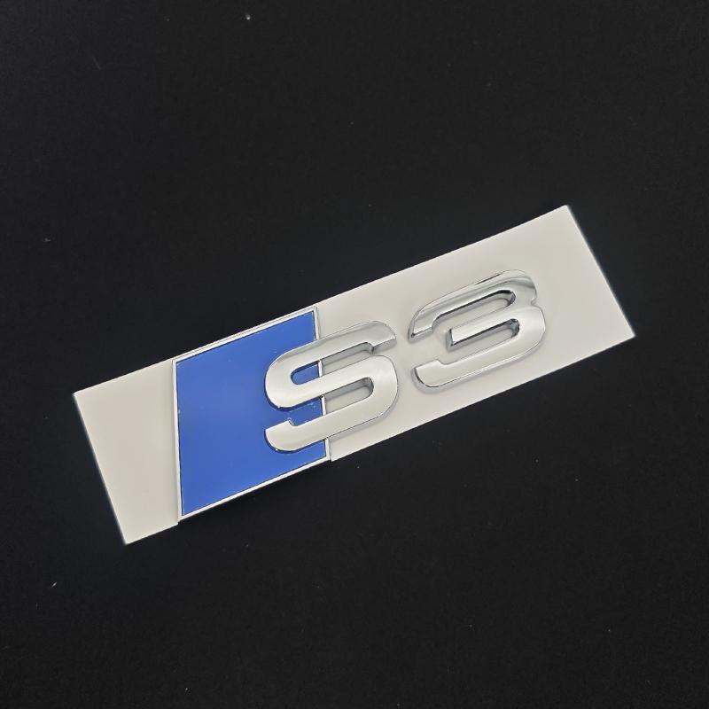 3D ABS Blue Yellow Chrome Car Rear Trunk Emblem Badge Decal For qwe1 S3 8V 8Y 8P S4 B5 B8 B9 S5 Logo Sticker Accrssories