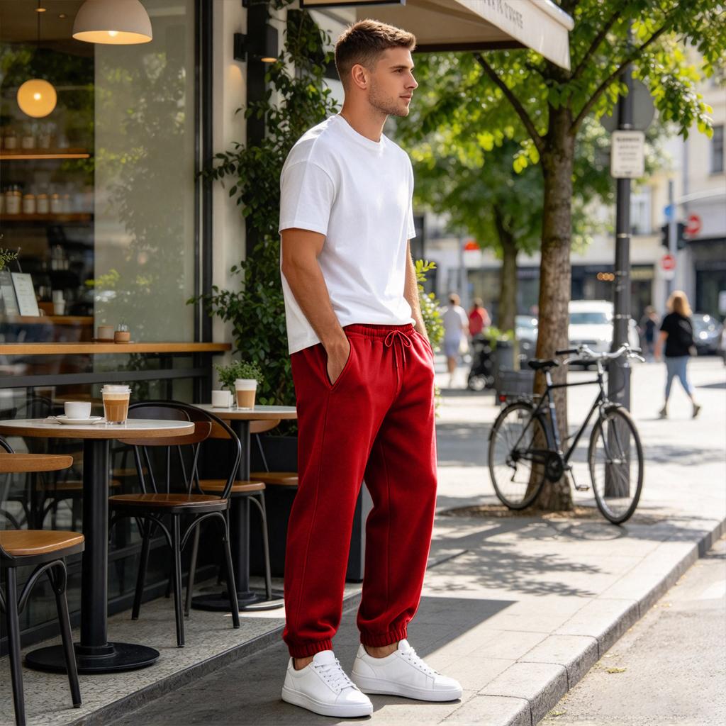 Men's Color Sweatpants with Elastic Waist, Loose Fit Tapered Jogger Pants for Athletic and Casual Wear