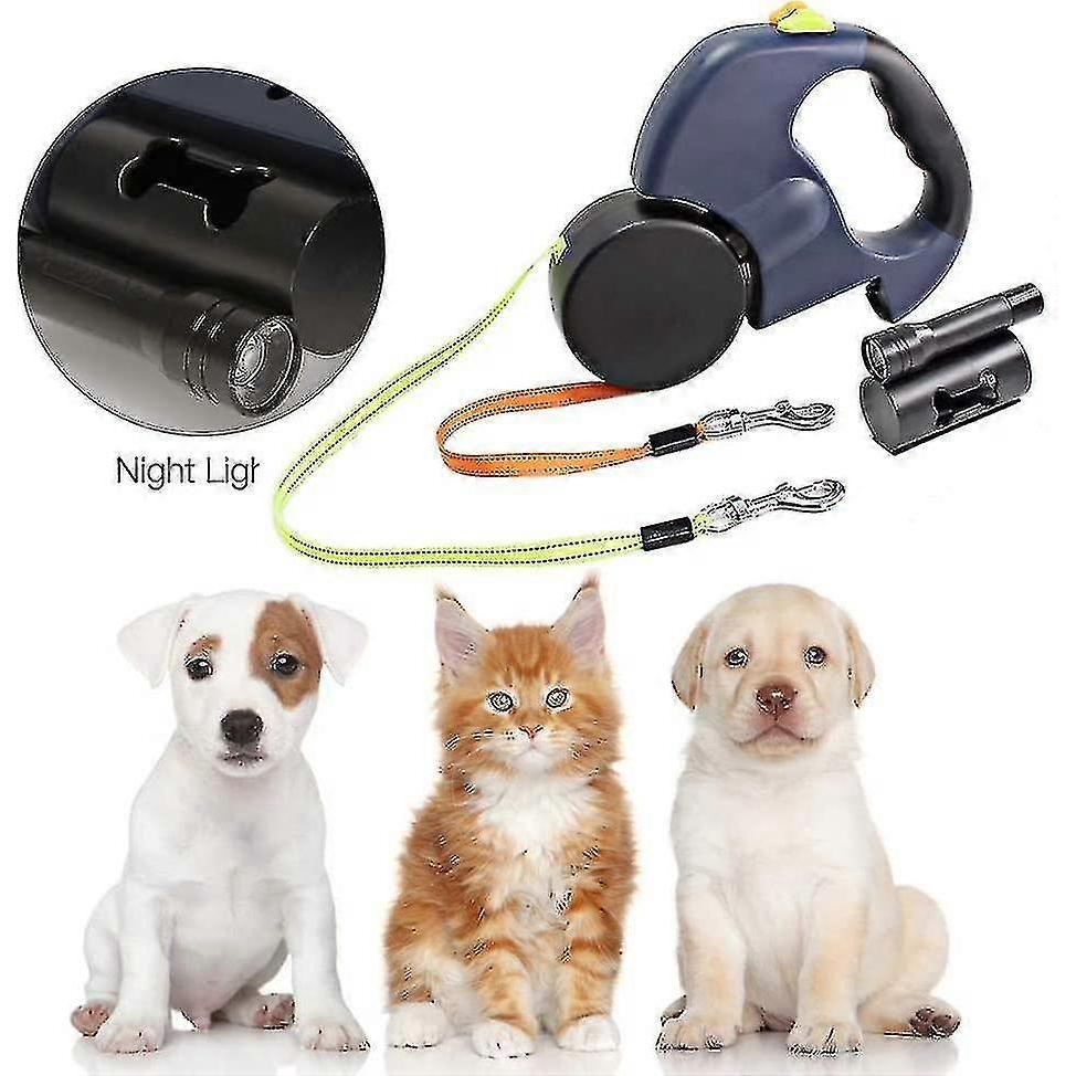 Retractable Double Dog Leash, 3m Double Dog Leash Compatible With Two Dogs Flexible Double Dog Leash With Non-slip Handle, Compatible With Small And M