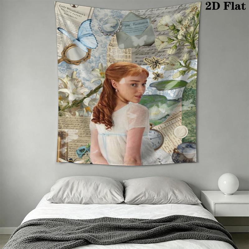 Bridgerton Wall Tapestry Aesthetic Wall Hanging Printed Fabric Blanket Decorative Tapestries for Bedroom Living Room Home Decor