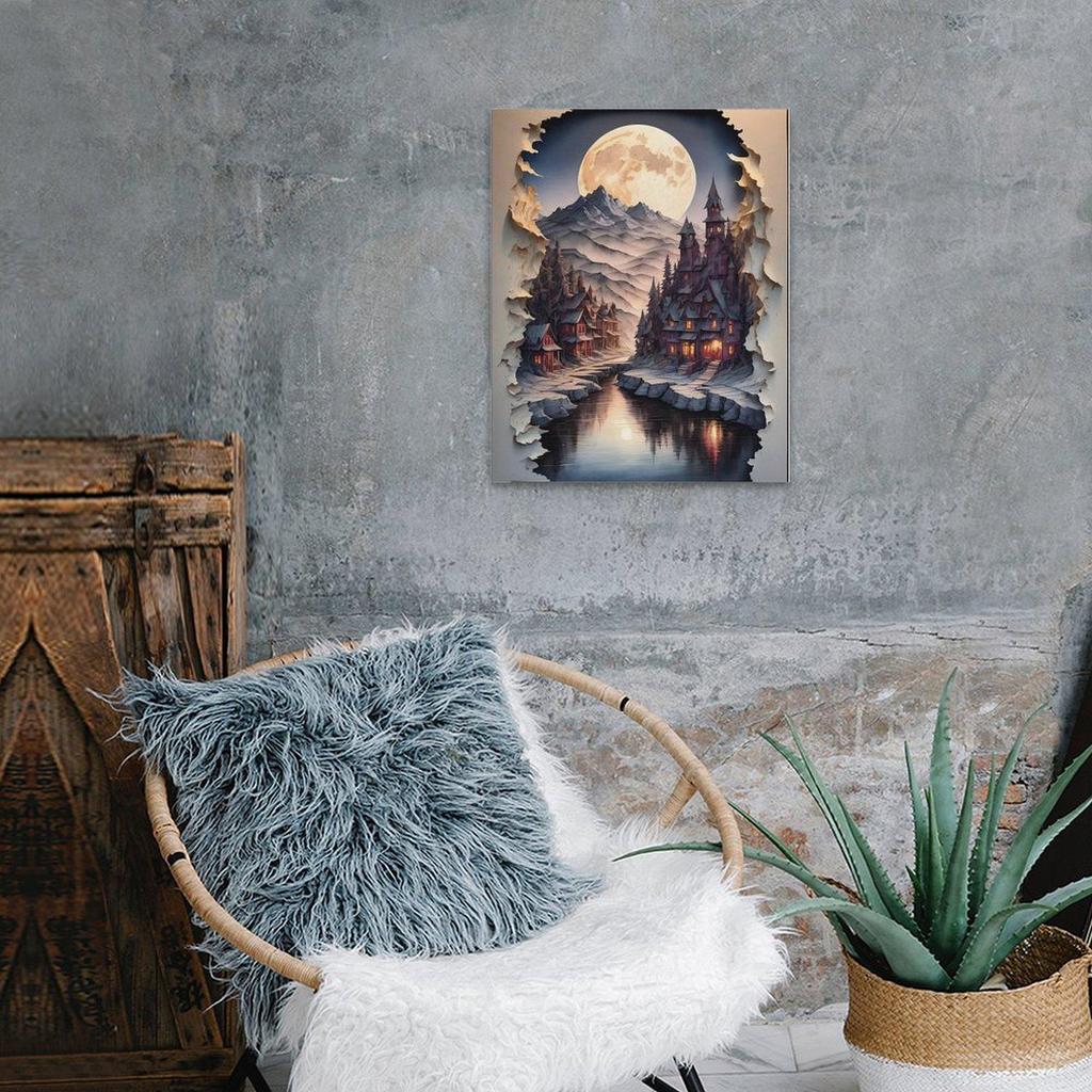 Nordic Minimalist Ripped Paper Landscape Canvas Art for Home Decor