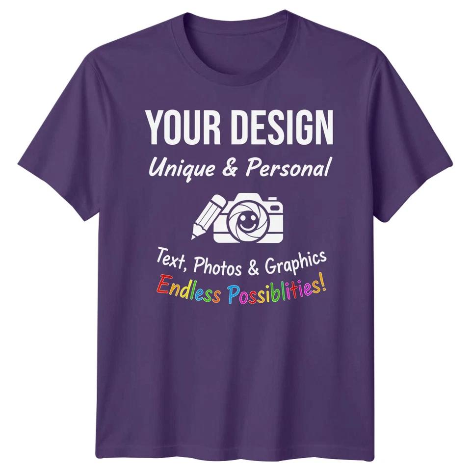 Personalised T Shirts Mens Womens Kids UK Any Text And Photo Custom Design Tee 6 M