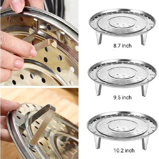 9.5-inch Dia Stainless Steel Steamer Rack with Removable Legs Vegetable Steamer Basket for Pot Steaming Baking