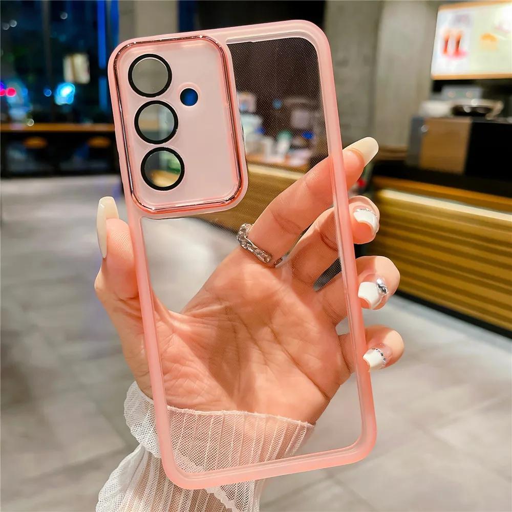 Phone case for Samsung A56 A36 A26 A16 camera protection film transparent silicone cover solid color utility cases with texture