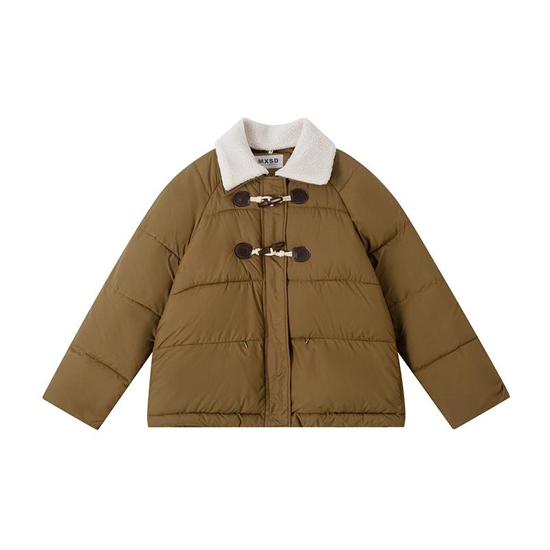 Short Down Jacket for Women with Hood and Loose Design Winter Coat