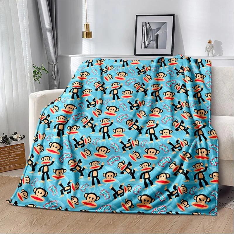 P-Paul Frank-k Flannel Portable Blanket for Children's Picnic in Living Room Bedroom Sofa Bed Ideal Birthday Gift