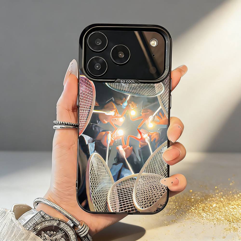 

Sports B-Badminton Cool Phone Case For iPhone17 16 15 14 13 12 Pro Max Grey Black Matte Laser Metallic Aurora Funda iPhone12PRO