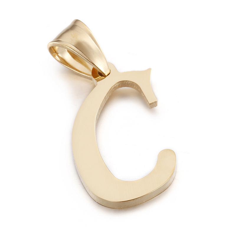 European and American Style Stainless Steel Pendant Jewelry - 26 Golden Titanium Steel Letters