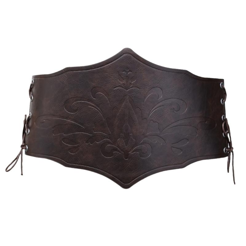 Medieval Corset Belt Waist Cincher PU Leather Embossed Waistband for Fashion and Comfortable Waist Accessory